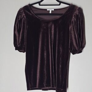 Maurices Romantic Velvet Puff Sleeve Top Purple Short Sleeve Womens M Whimsygoth